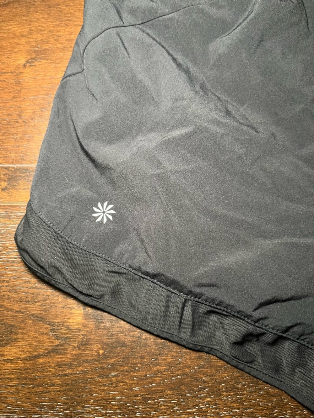 Athleta Black Mesh Racer Run Mid Rise Shorts